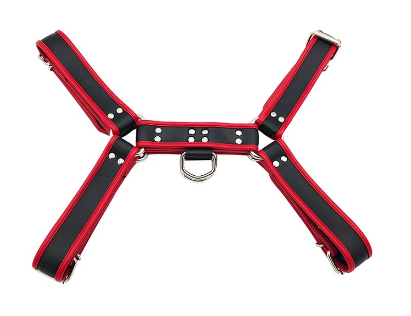 ROUGE Front Harness Black with Red Piping PVC O.T.H S/M