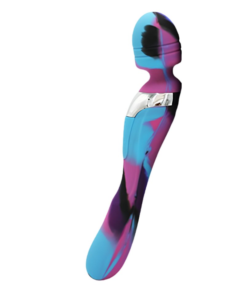 Colourful Camo Beja 2in1 Vibrator Blue - Just for you desires