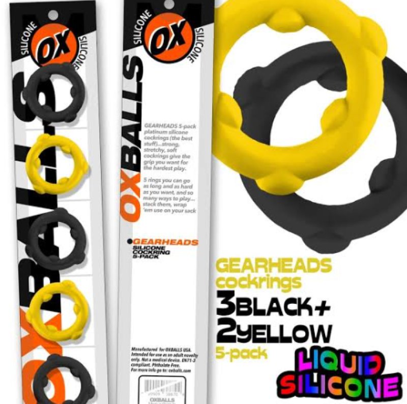 OXBALLS GEARHEADS 5-pack spinner rings YELLOW/BLACK