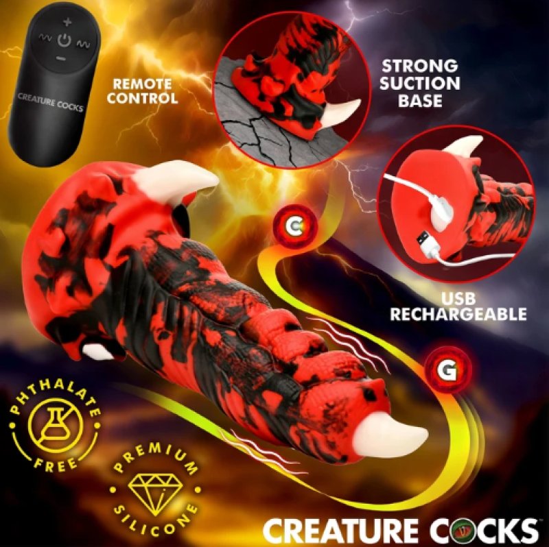 Creature Cocks Red Talon Vibrating Silicone Dildo