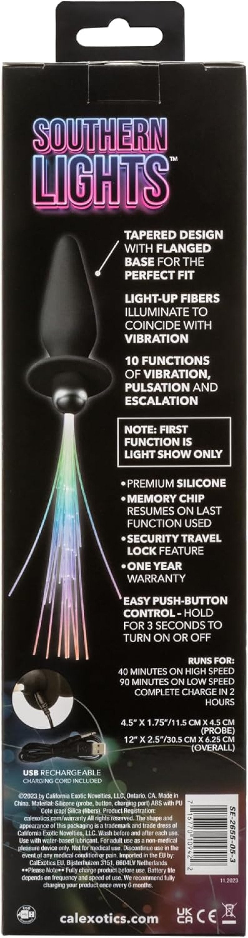 Southern Lights™ Vibrating Light Up Anal Probe - Black