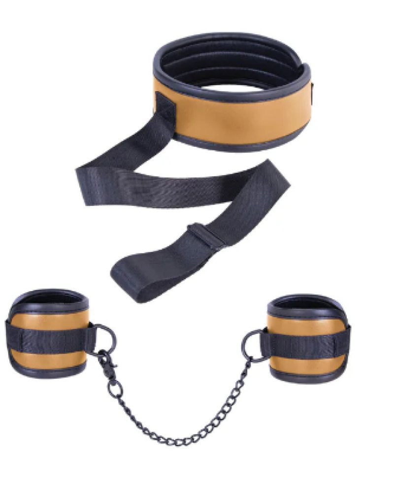 NAUGHTY MOMENT COLLAR WITH HAND CUFFS YELLOW