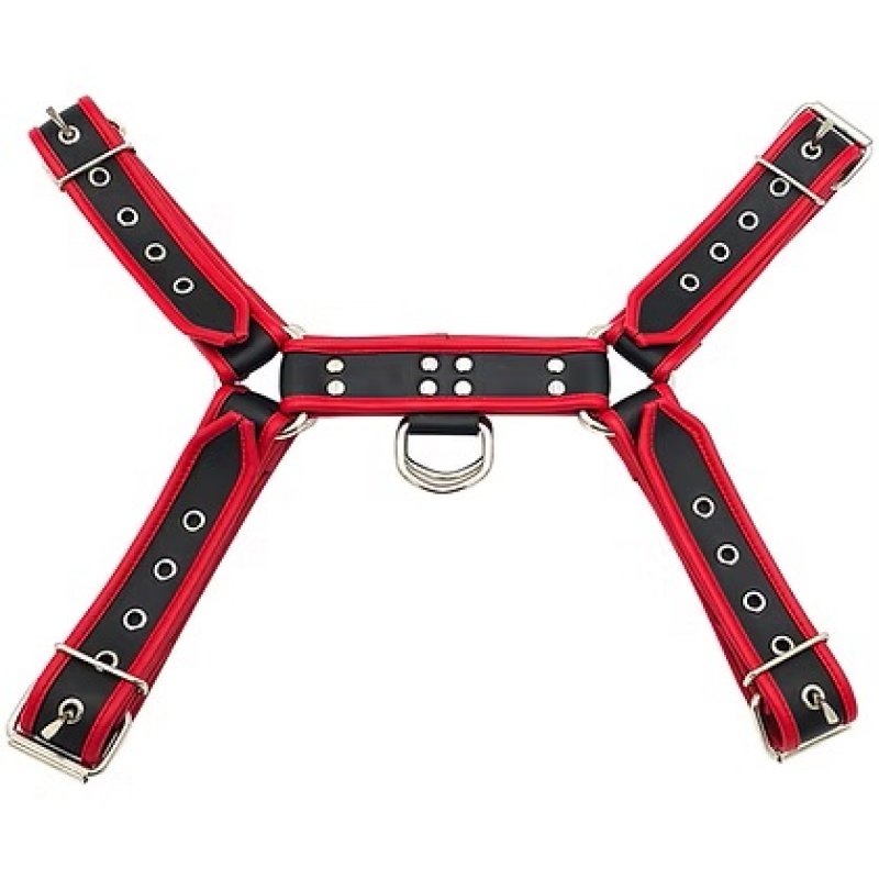 ROUGE Front Harness Black with Red Piping PVC O.T.H L/XL