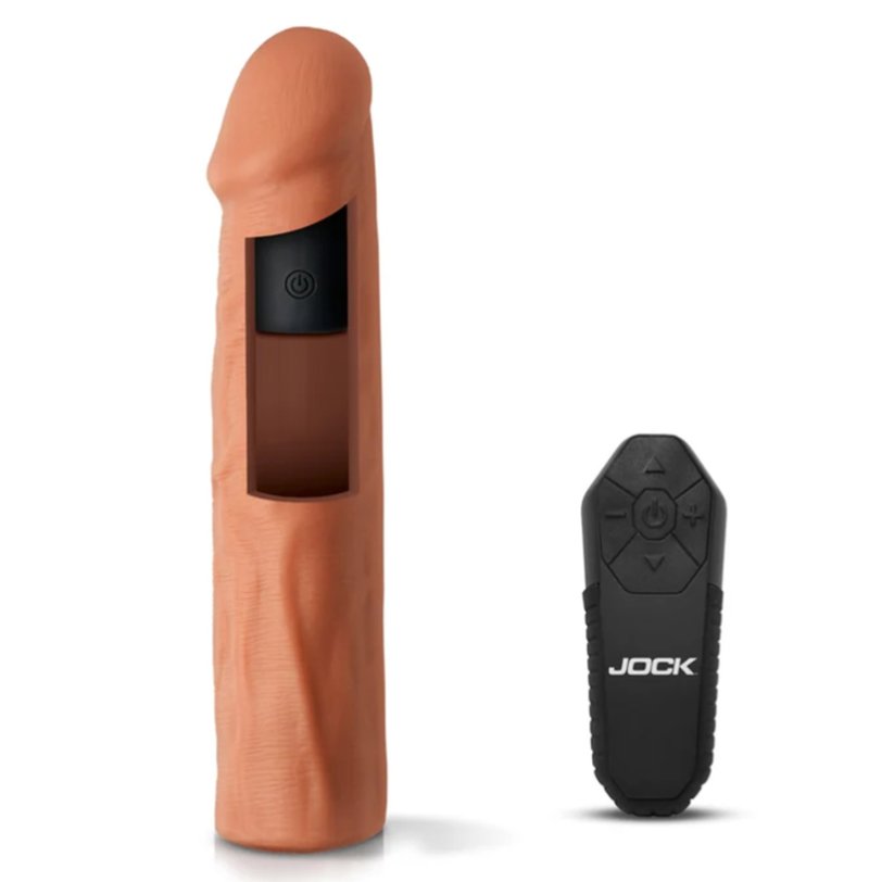 JOCK Enhancers 1.5" Vibrating Penis Extension w/ Remote - Medium