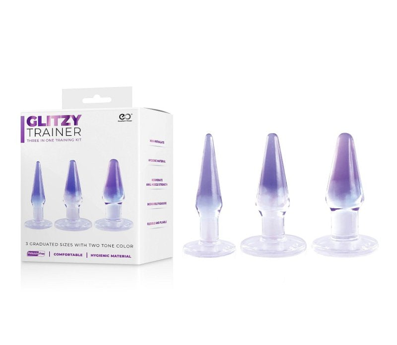 GLITZY TRAINER 3 IN 1 DONG 5" KIT - PURPLE - Just for you desires