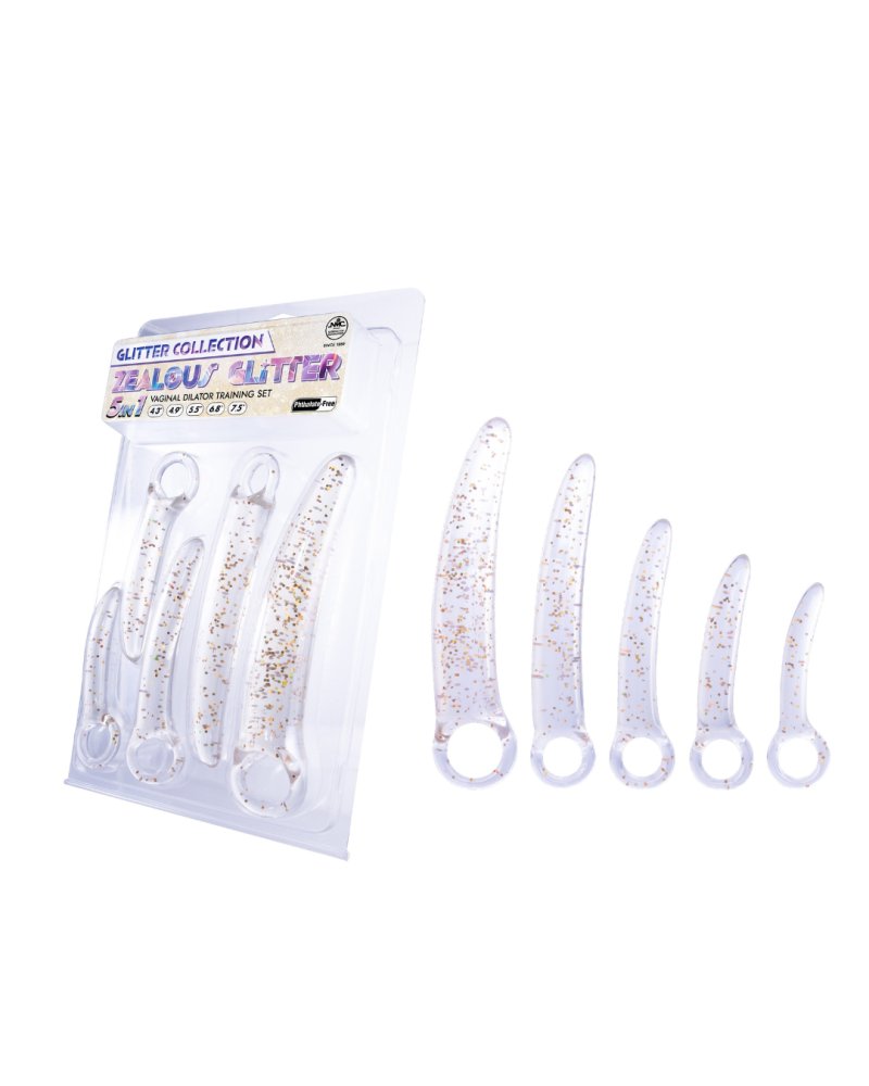 ZEALOUS GLITTER TPE DILATOR KIT SET IN CLEAR GOLD - Just for you desires