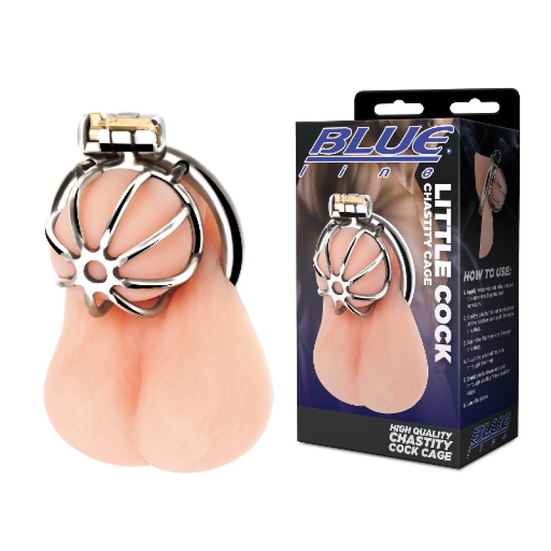 Blue Line Little Cock Chastity Cage
