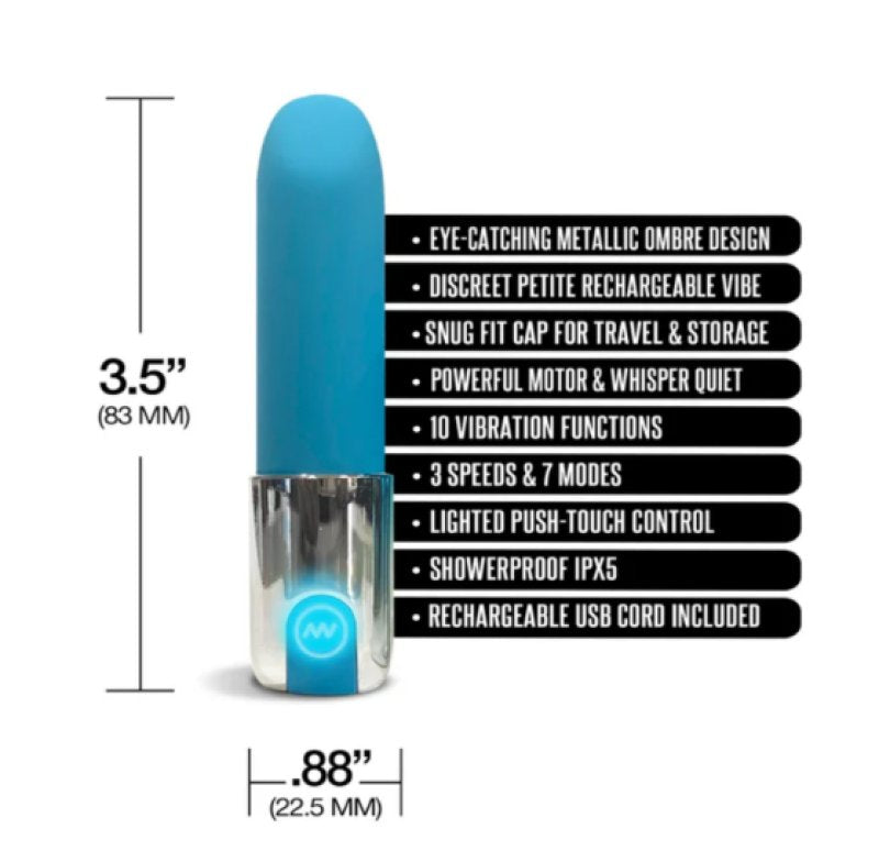 NIXIE Smooch Rechargeable Lipstick Vibrator, Blue Ombre**** - Just for you desires