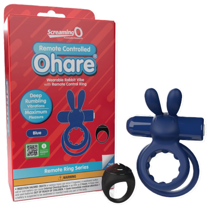 Screaming O Remote Controlled Ohare Vibrating Ring - Blue