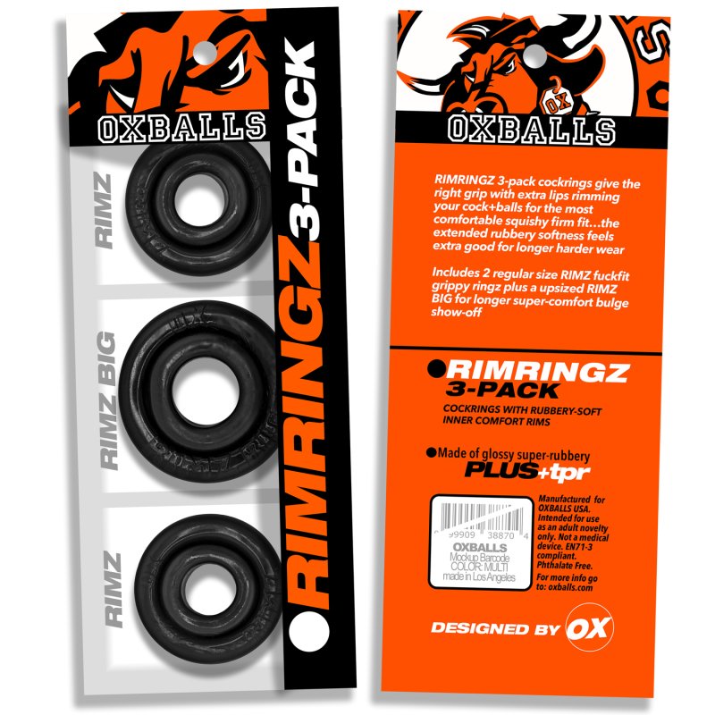 OXBALLS RIMRINGZ multi size 3-pack BLACK
