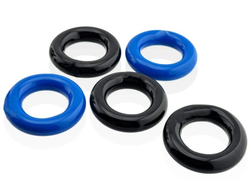 HUNKYJUNK JACKER 5-STACK five-pack tube super-strong  cockrings BLUE/BLACK - Just for you desires