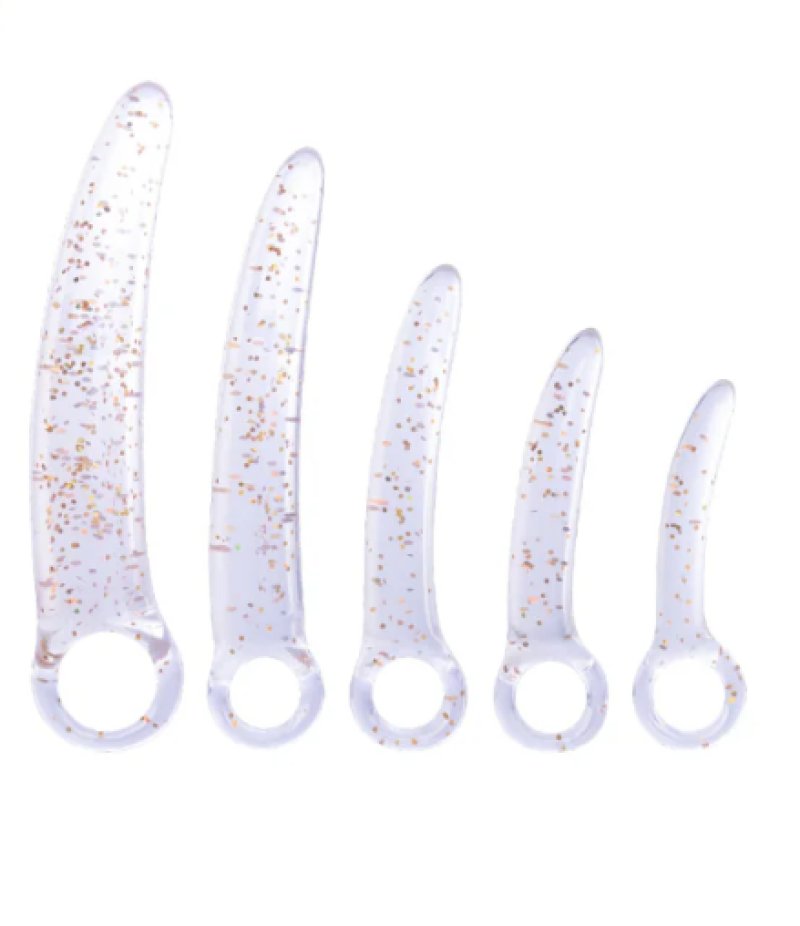 ZEALOUS GLITTER TPE DILATOR KIT SET IN CLEAR GOLD - Just for you desires