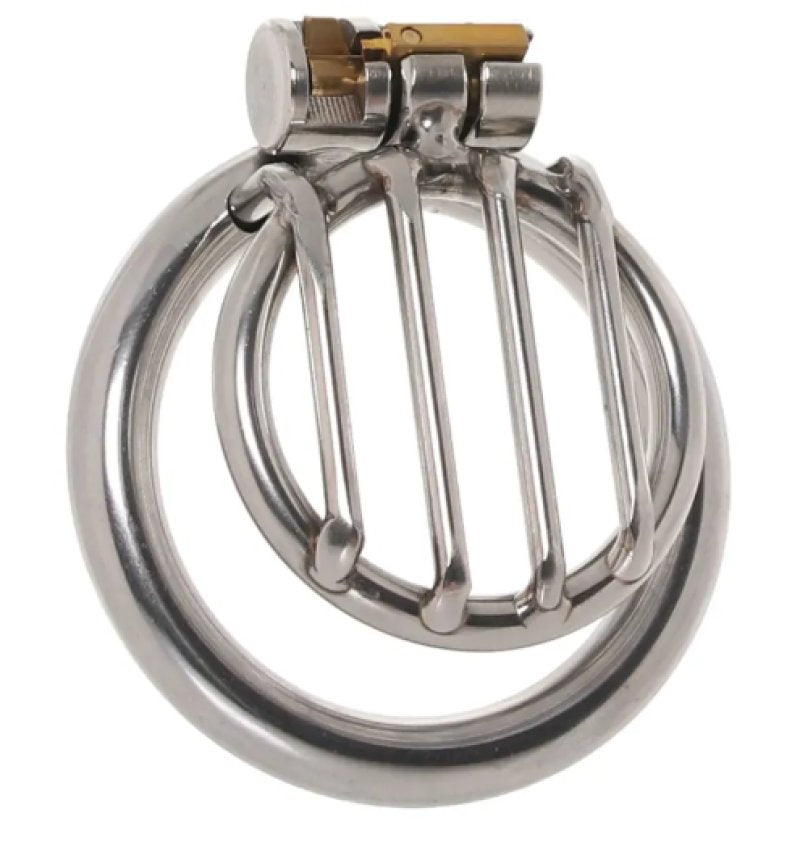 Blue Line Stainless Steel Inverted Micro Jail Time Chastity Cage - Just for you desires
