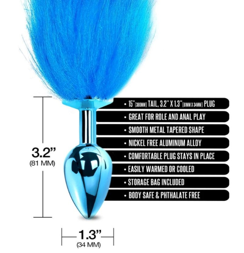 NIXIE Metal Butt Plug With Tail Metallic Blue****