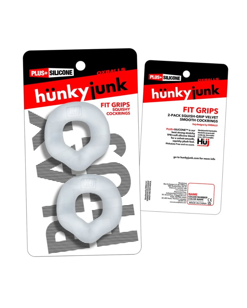 HUNKYJUNK FIT GRIPS 2-pack ergo-fit cockrings CLEAR/CLEAR - Just for you desires