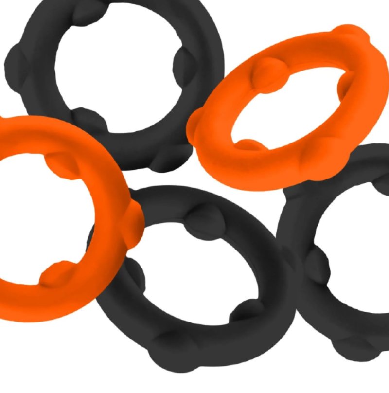 OXBALLS GEARHEADS 5-pack spinner rings ORANGE/BLACK - Just for you desires