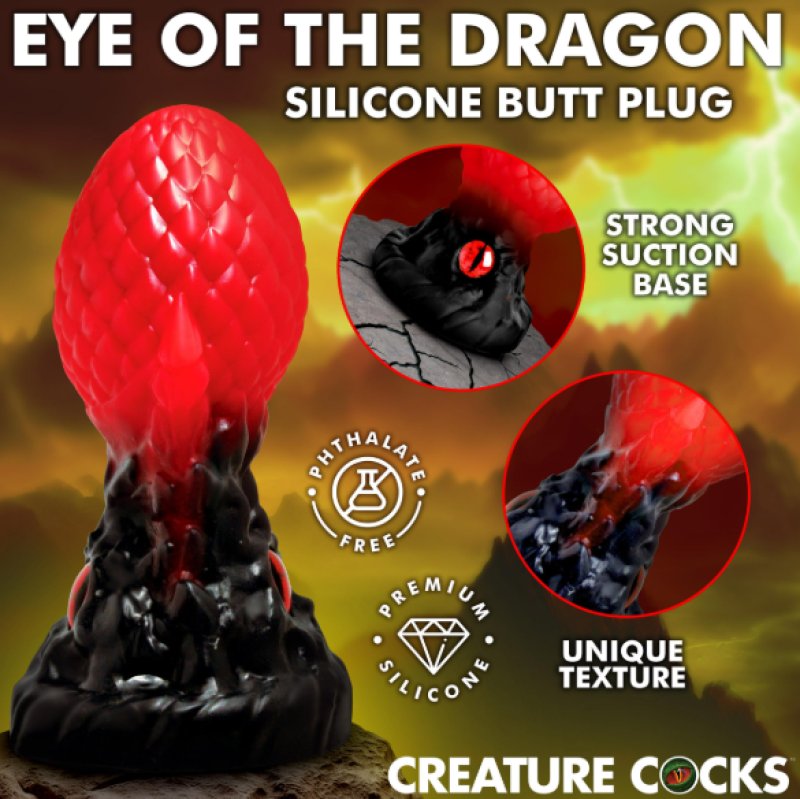 Creature Cocks Eye of the Dragon Silicone Butt Plug - Red