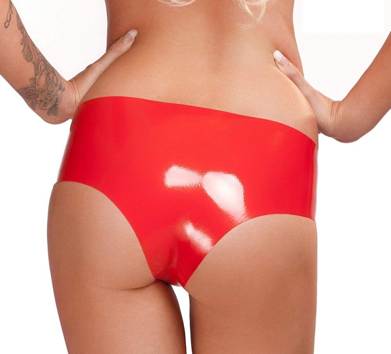 Saxenfelt Latex Hipster Briefs - Red Small