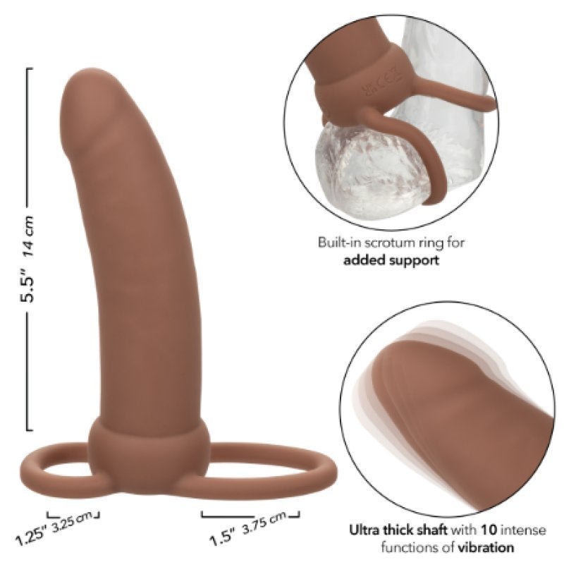 Performance Maxx Rechargeable Thick Dual Penetrator 5" - Brown