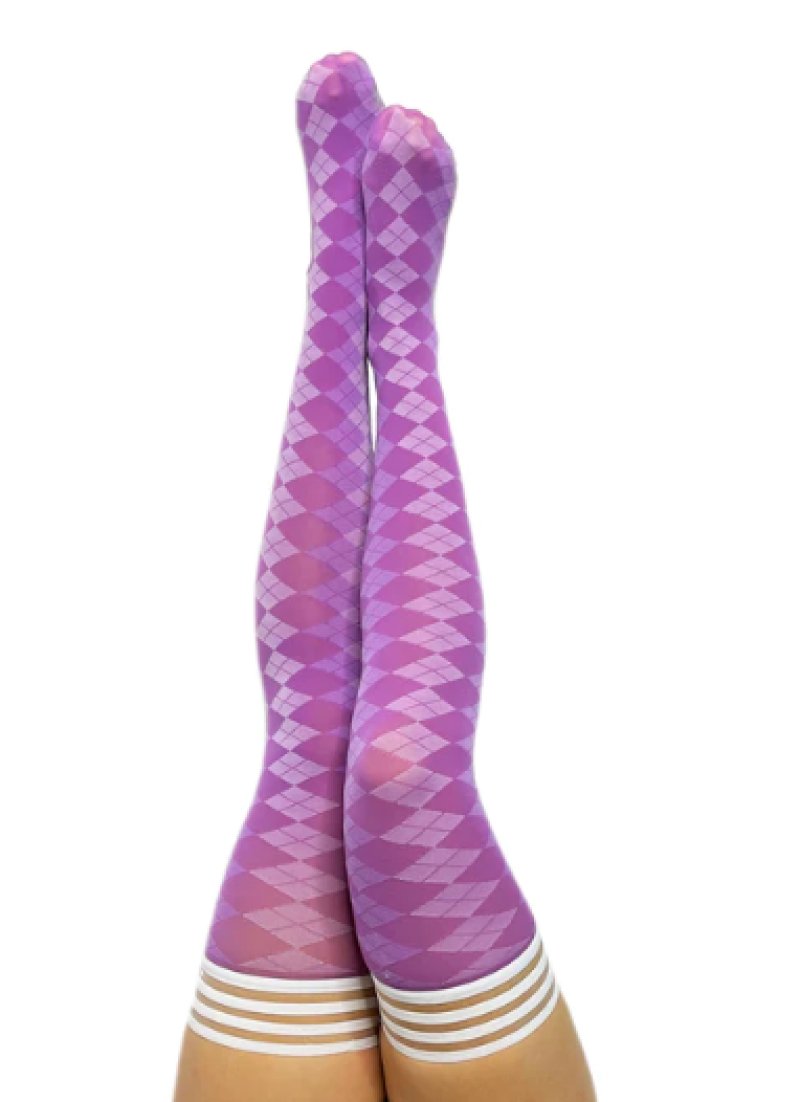 Kixies Par 4 - Purple Argyle Size D