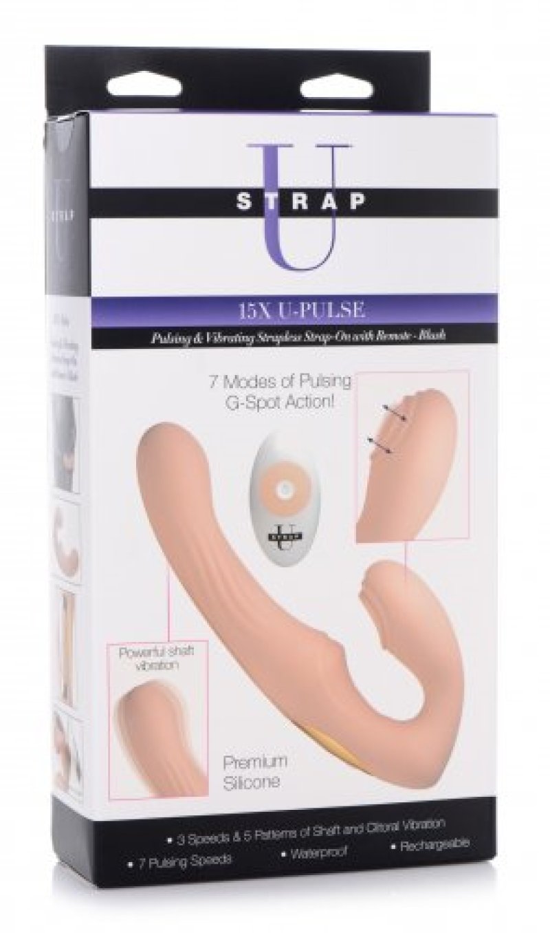 Strap U 15X U-Pulse Pulse & Vibe Strapless Strap-on w/ Remote - Blush**** - Just for you desires