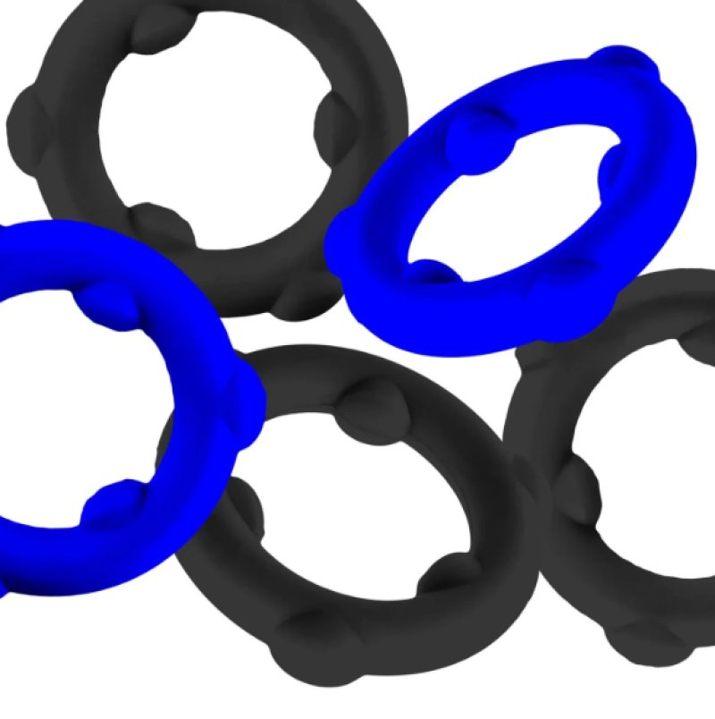 OXBALLS GEARHEADS 5-pack spinner rings BLUE/BLACK