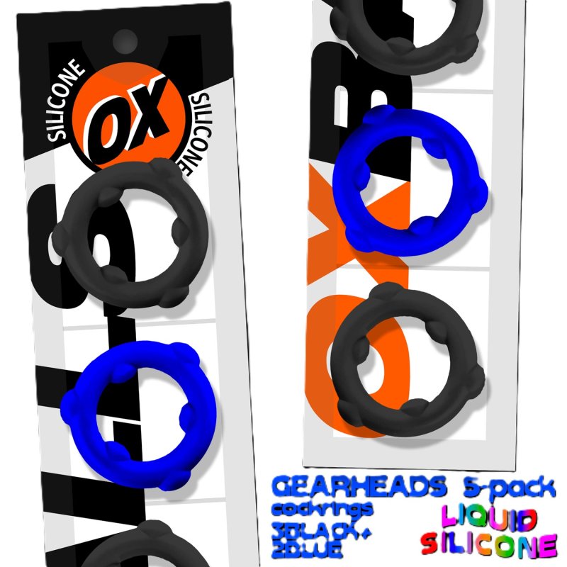 OXBALLS GEARHEADS 5-pack spinner rings BLUE/BLACK