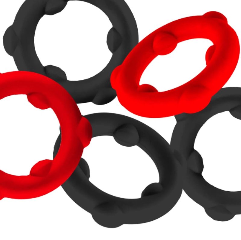 OXBALLS GEARHEADS 5-pack spinner rings RED/BLACK