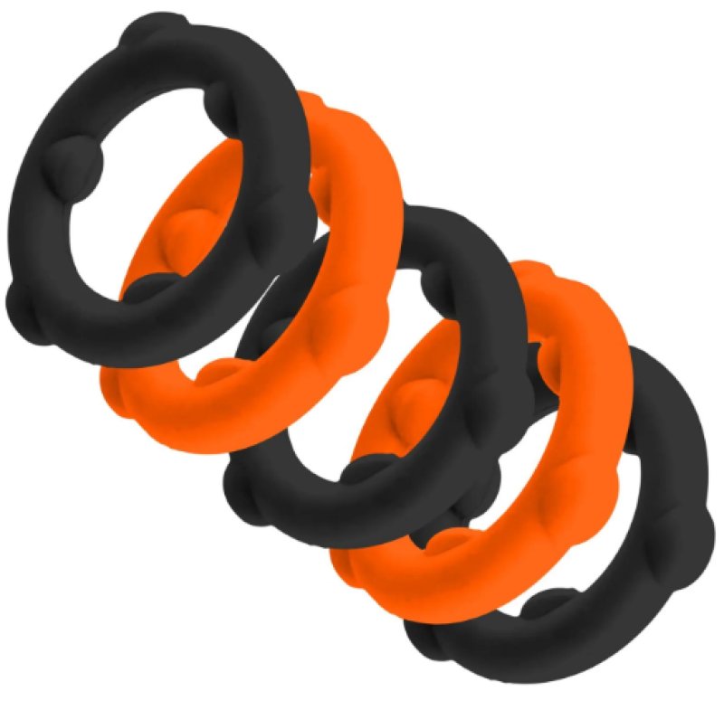 OXBALLS GEARHEADS 5-pack spinner rings ORANGE/BLACK - Just for you desires