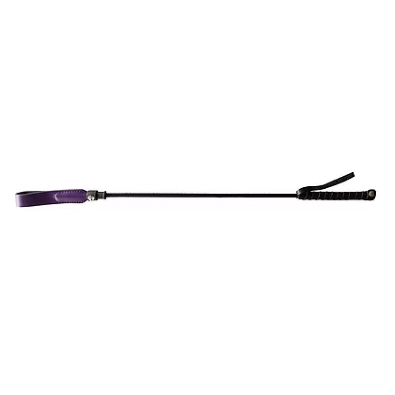 ROUGE Long Riding Crop Slim Leather Purple Tip 24" - Just for you desires