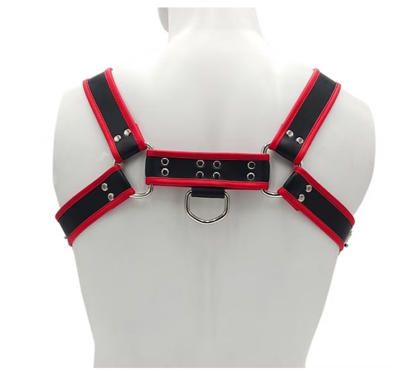 ROUGE Front Harness Black with Red Piping PVC O.T.H S/M