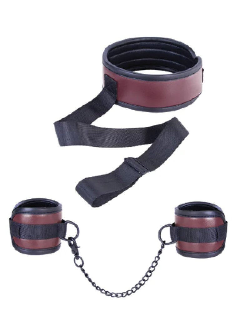 NAUGHTY MOMENT COLLAR WITH HAND CUFFS RED - Just for you desires
