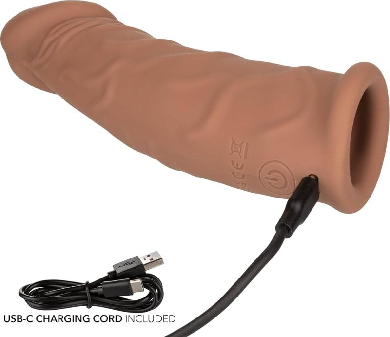 Performance Maxx 7" Rechargeable Vibrating Extension - Brown