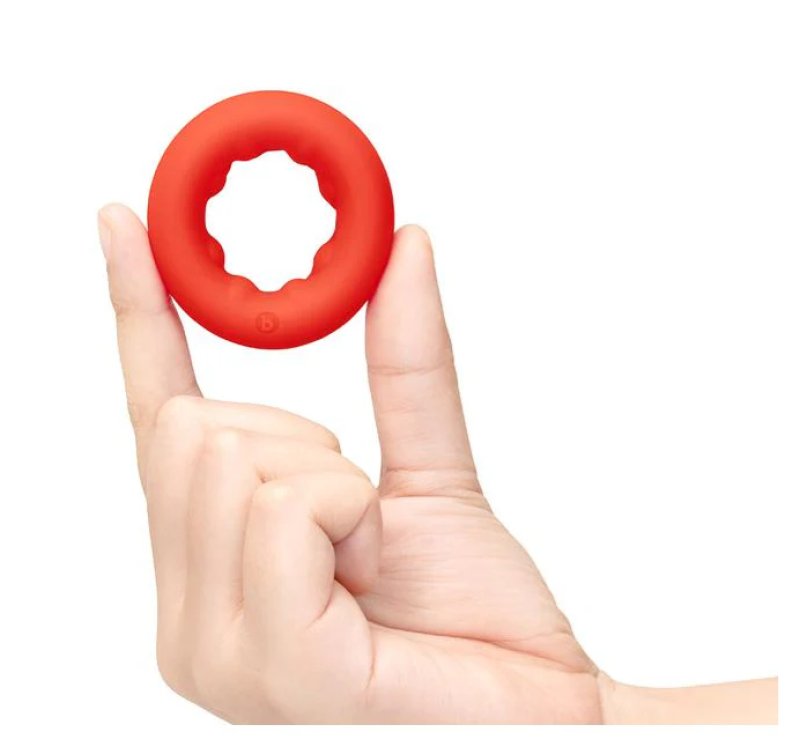 b-Vibe Flex Ring Grip - Ultra Soft Silicone Cock Ring - Red