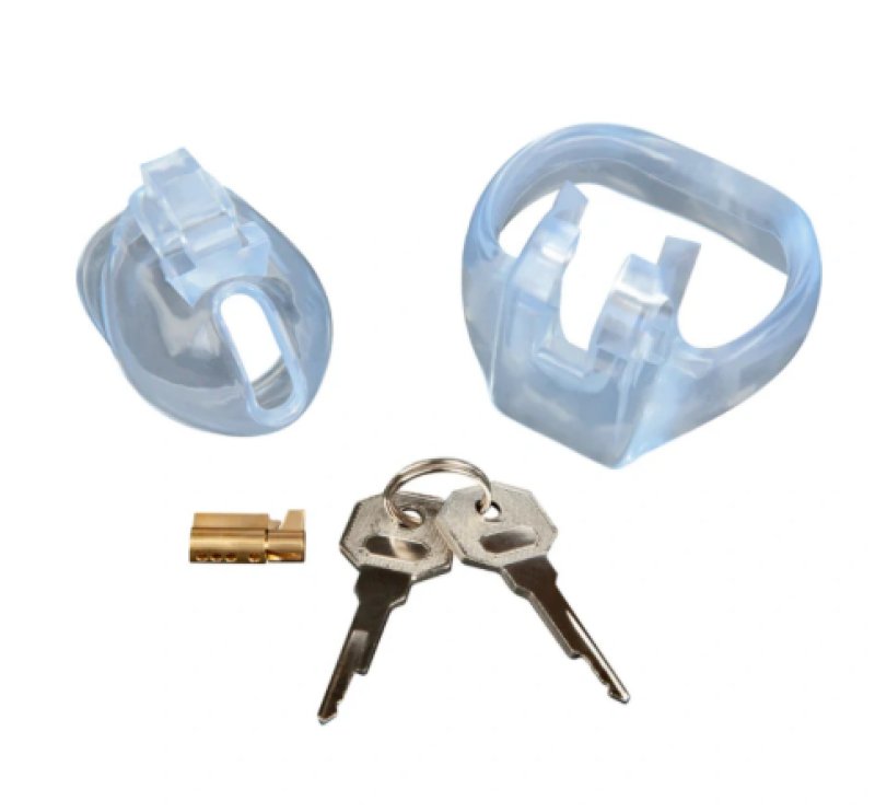 Blue Line Small Dick Acrylic Mini Chastity Cage