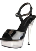 Black and Clear Platform Sandal w/ Crystal Accent and Quick Release Strap 6in Heel Size 7 - Just for you desires