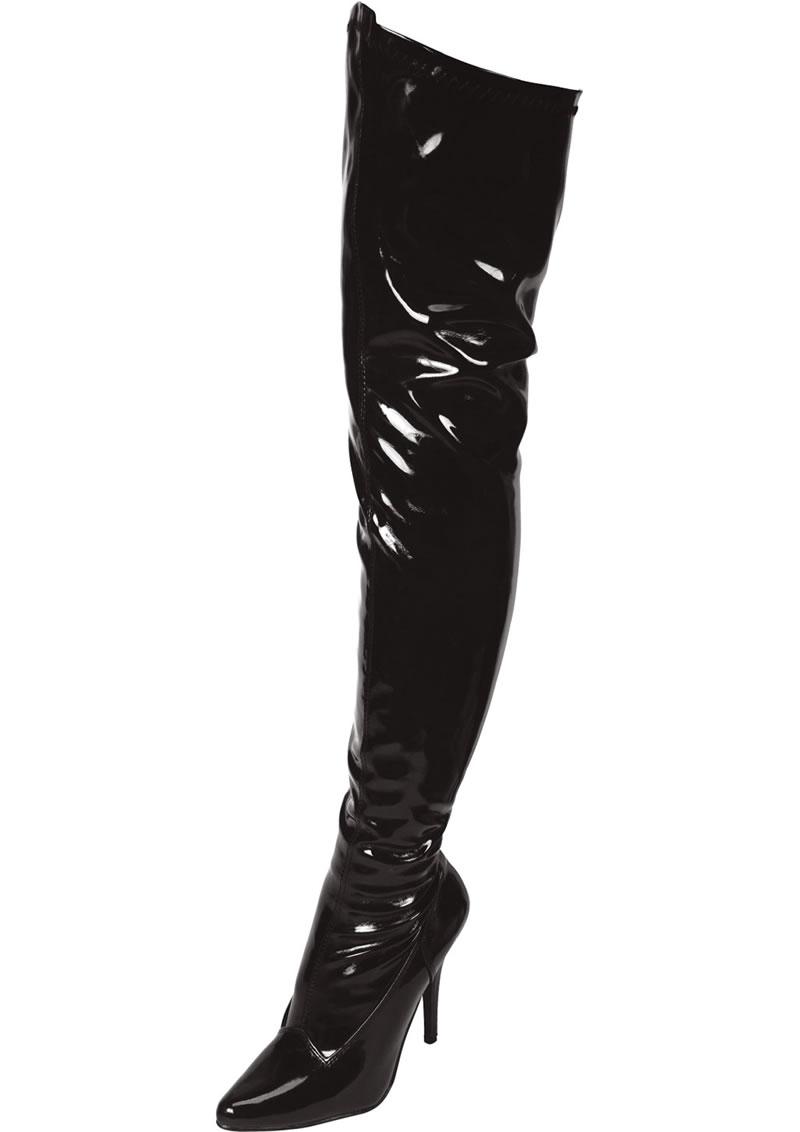Black Pointed Toe Thigh High Boot 5in Heel Size 7 - Just for you desires