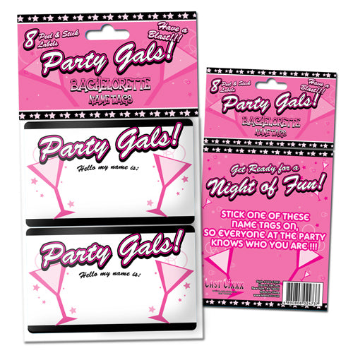 8 "Party Gals" Name Tag Stickers