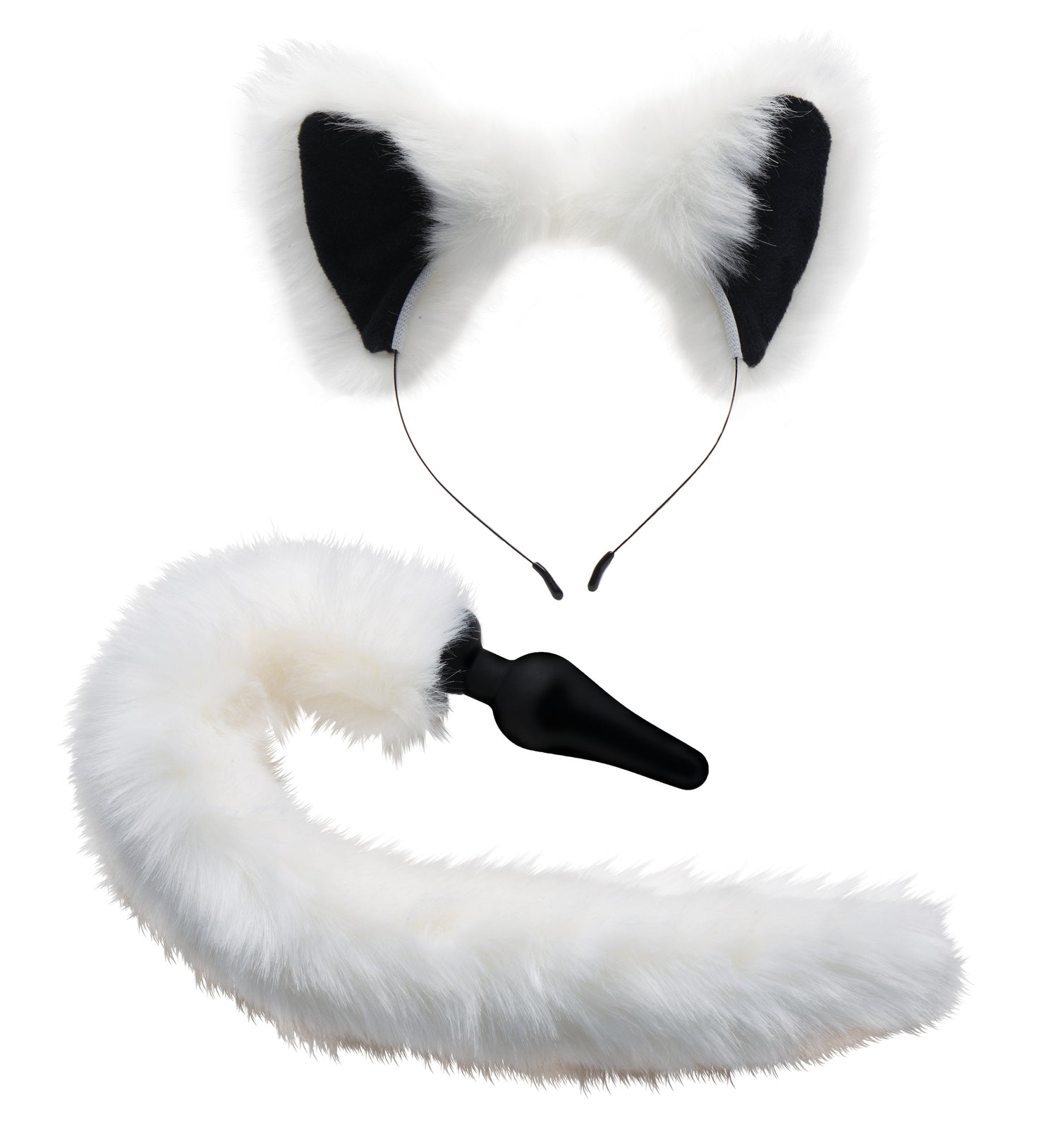 Anal Plug and Ears Set White Fox Tail - Just for you desires