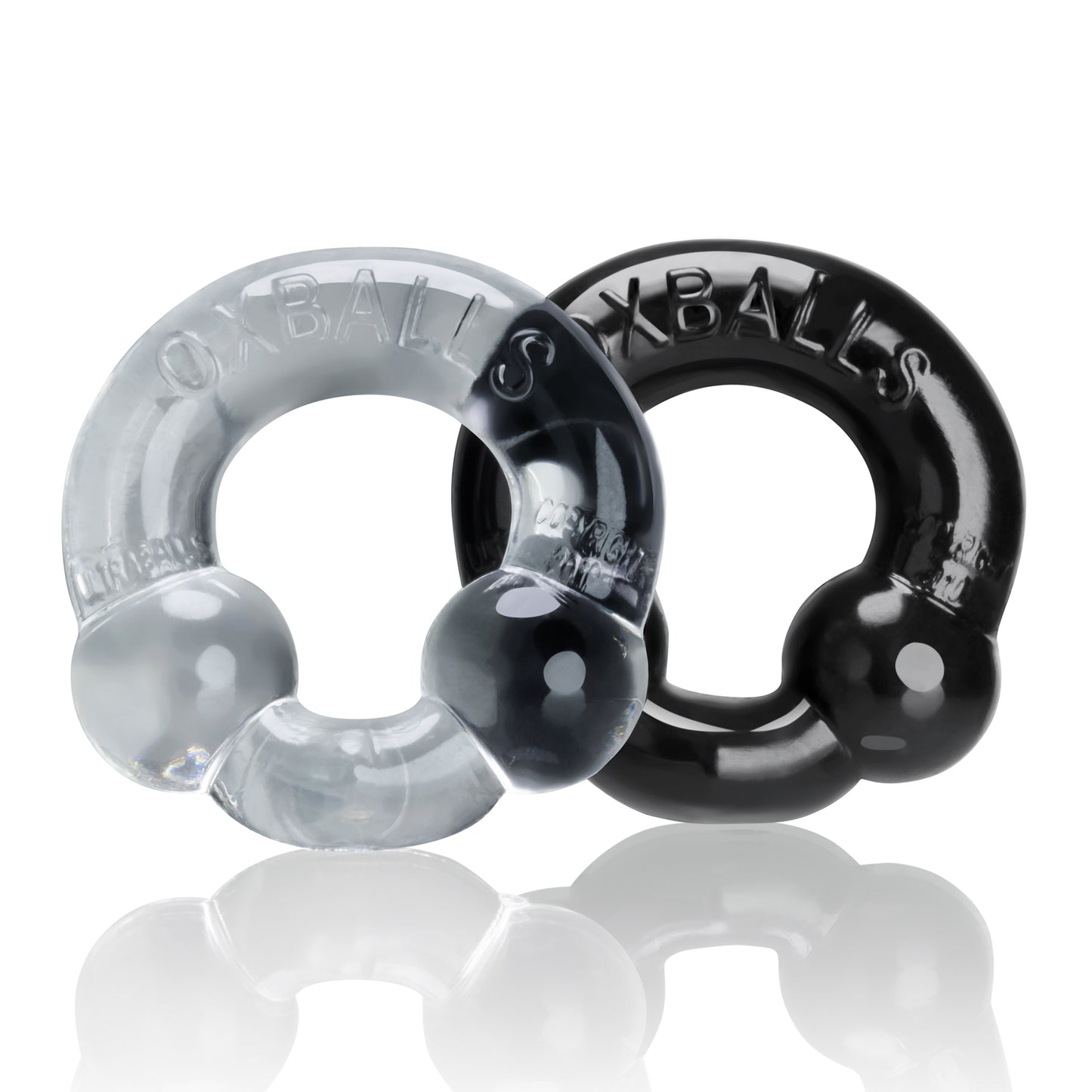 Ultraballs 2 Pack Cockring Black And Clear - Just for you desires