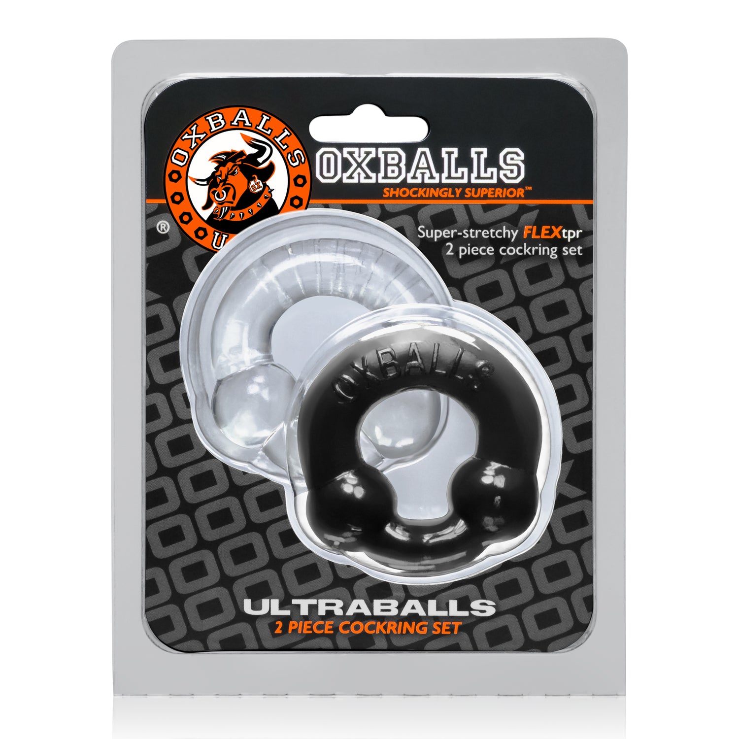 Ultraballs 2 Pack Cockring Black And Clear - Just for you desires