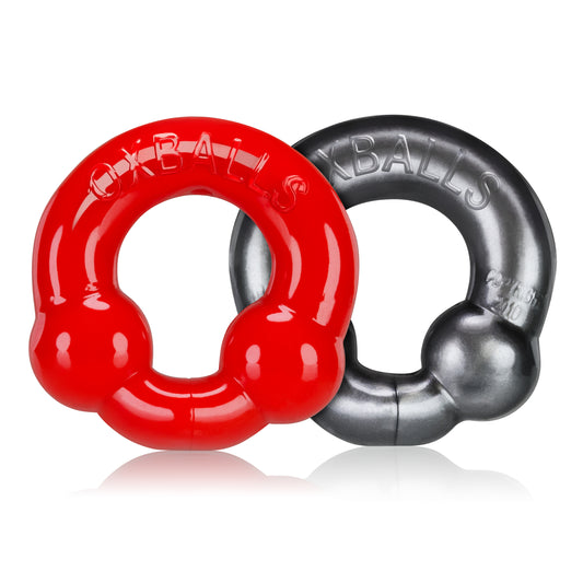 Ultraballs 2 Pack Cockring Steel And Red - Just for you desires