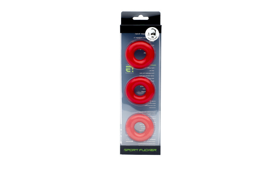 Sport Fucker Chubby Cockring 3 Pack Red - Just for you desires