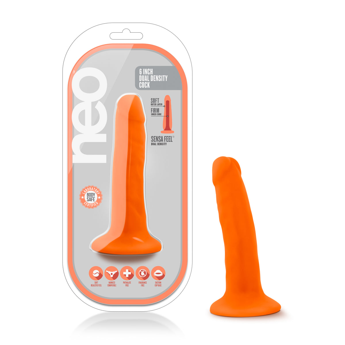 Neo Dual Density Cock Neon 6 Inch Orange - Just for you desires