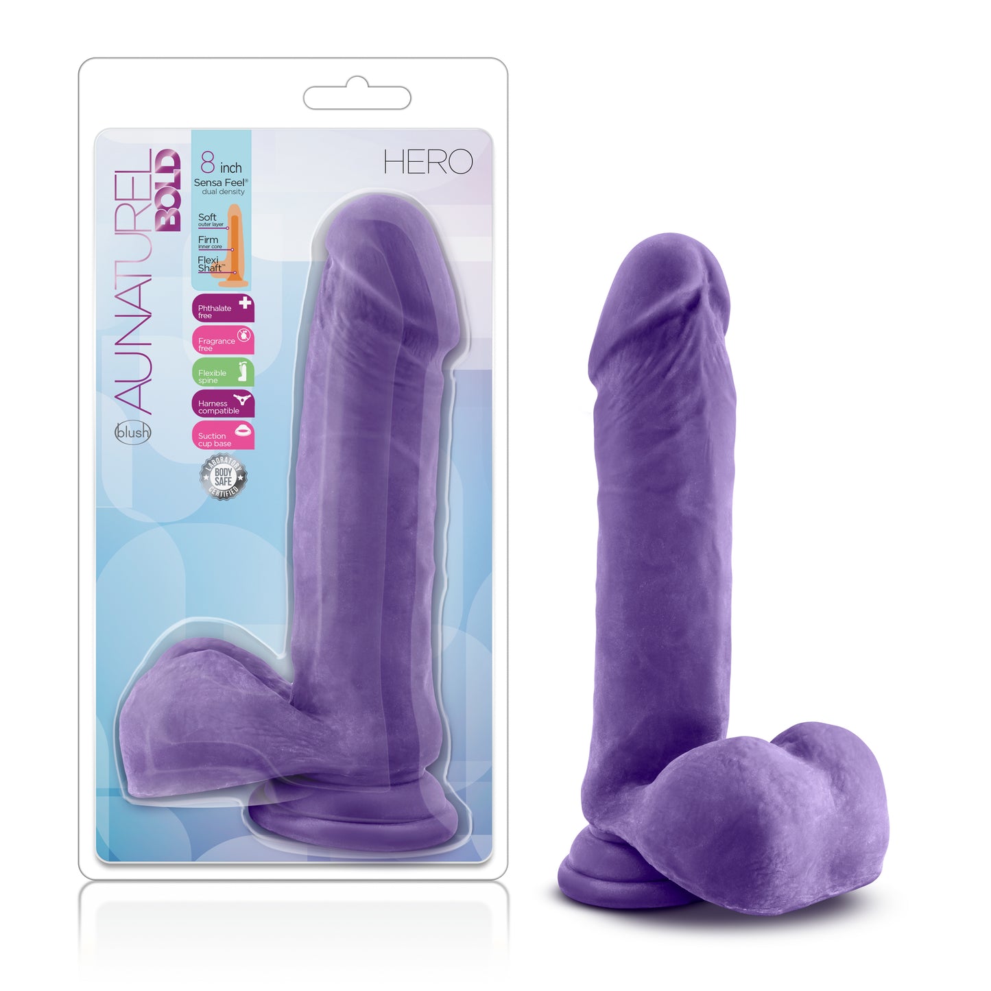 Au Naturel Bold Hero 8in Dildo Purple - Just for you desires