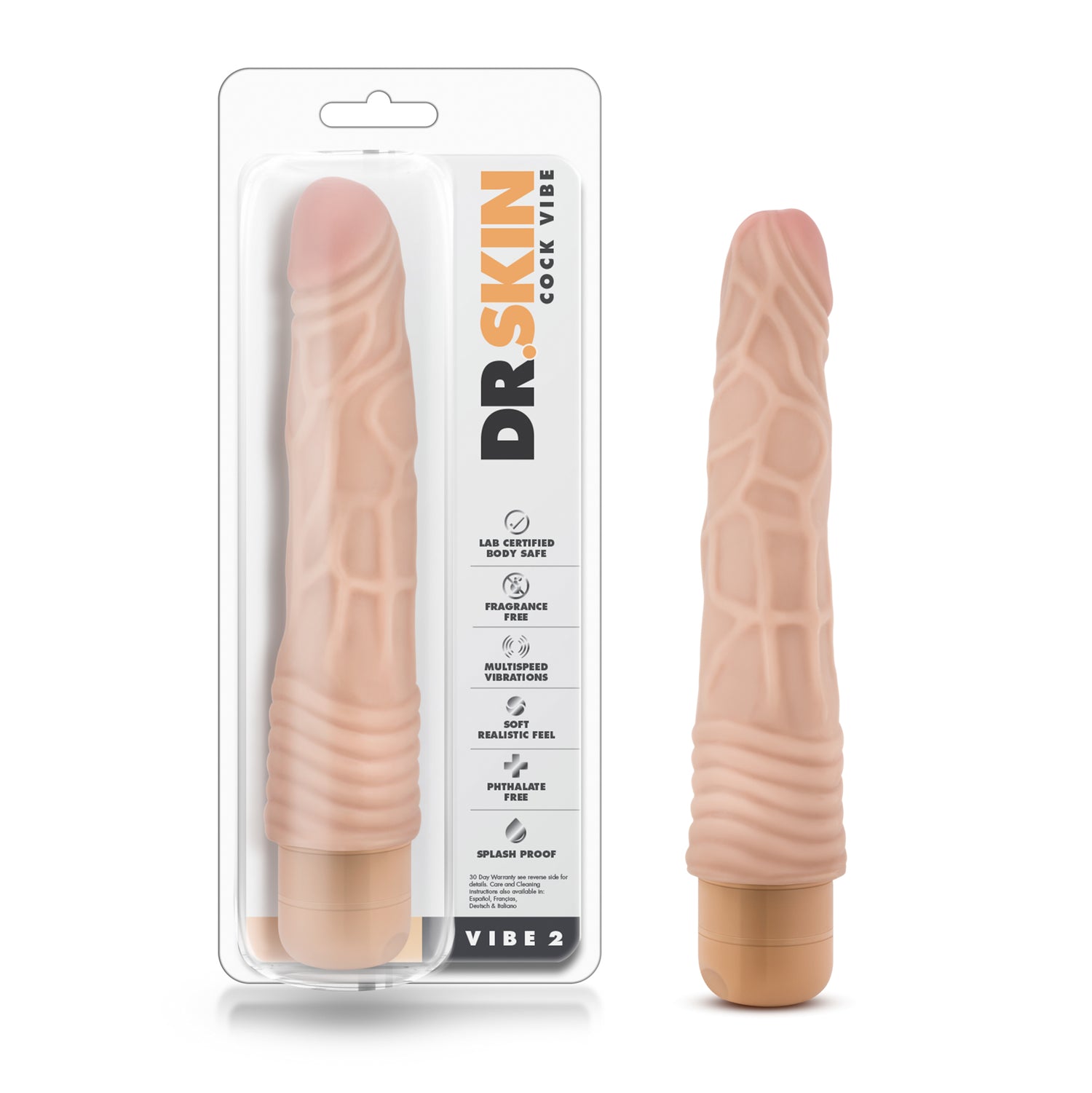 Dr Skin Cock Vibe 2 9in Vibrating Cock Beige - Just for you desires