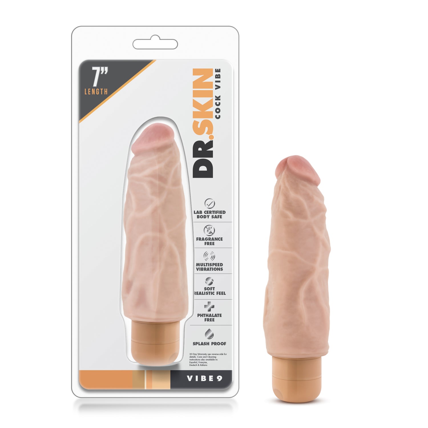 Dr Skin Cock Vibe 9 7.5in Vibrating Cock Beige - Just for you desires