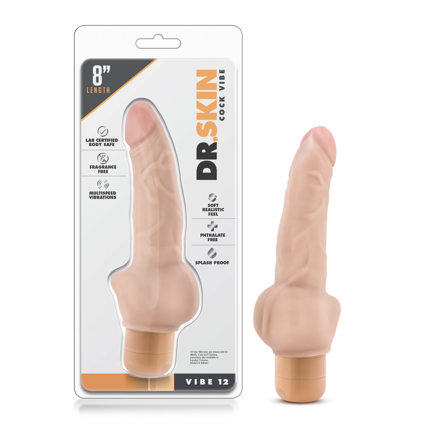Dr Skin Cock Vibe 12 8in Vibrating Cock Beige - Just for you desires