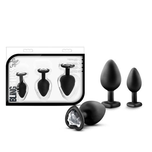 Luxe Bling Plugs Training Kit Black With White Gems - Just for you desires