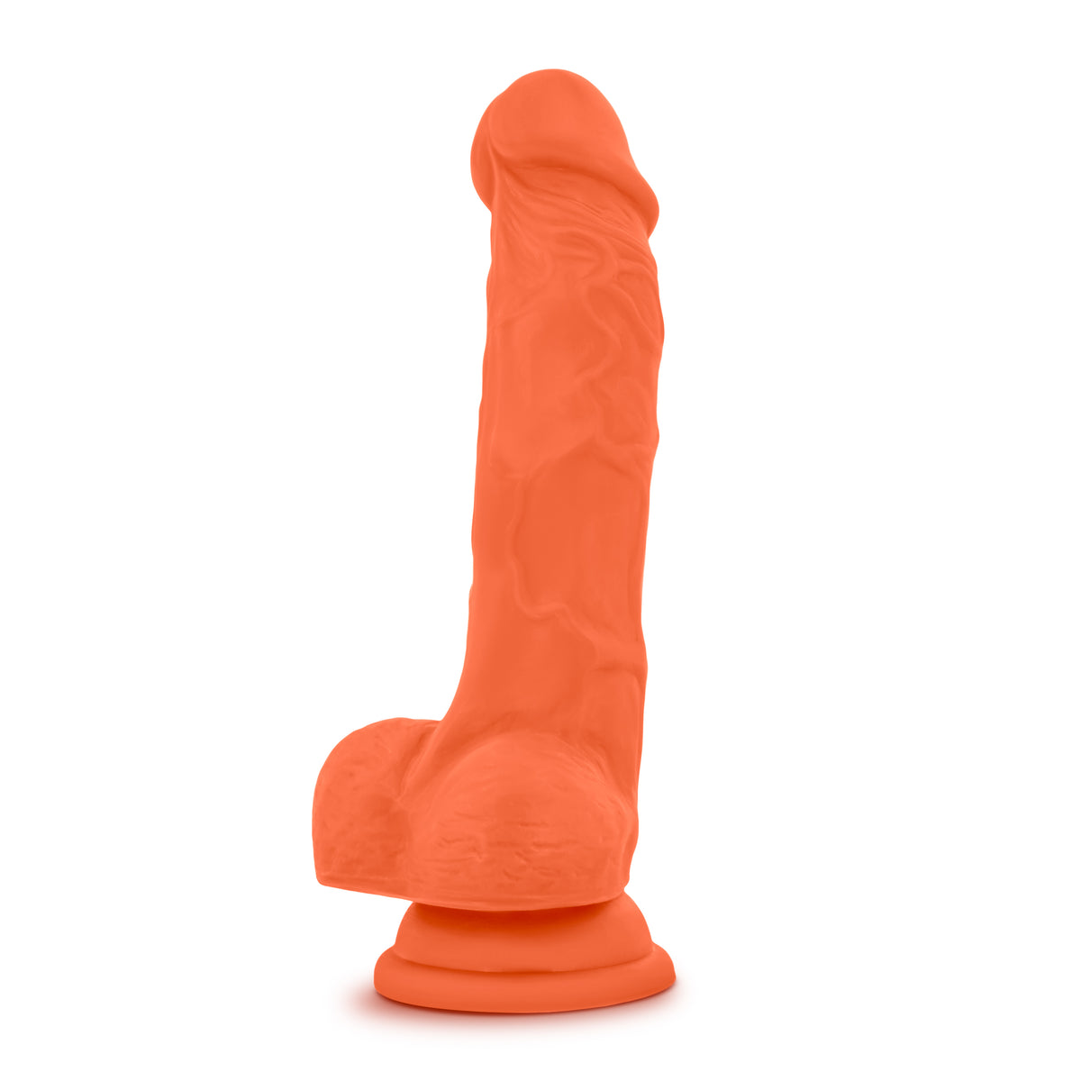 Neo Elite 7.5in Silicone Dual Density Cock with Balls Neon Orange - Just for you desires